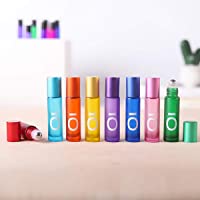 8Pack 10ml Botella de Vidrio Botellas de Rodillos de Aceites Esenciales Equipado con Negra y 1 Pipetas- 1 Embudos- 1…